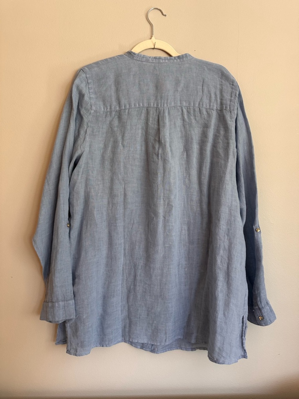 NWT J. Jill 100% Linen Blue Button Down Shirt Relaxed Fit Size Large Tall - Picture 3 of 11